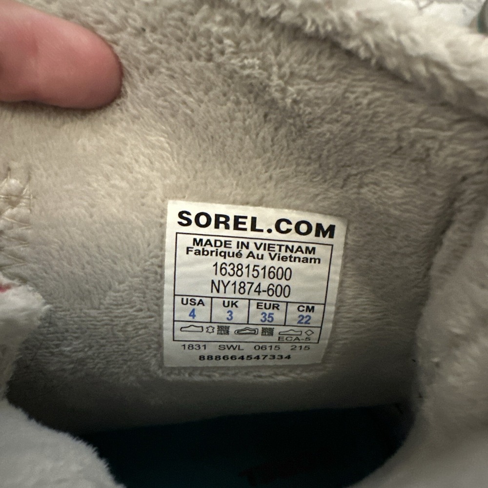 Sorel‎ Kids Sz 4 US Glacy Explorer Shortie Snow Boot Pink Gray Red NY1874-600 - Picture 6 of 6